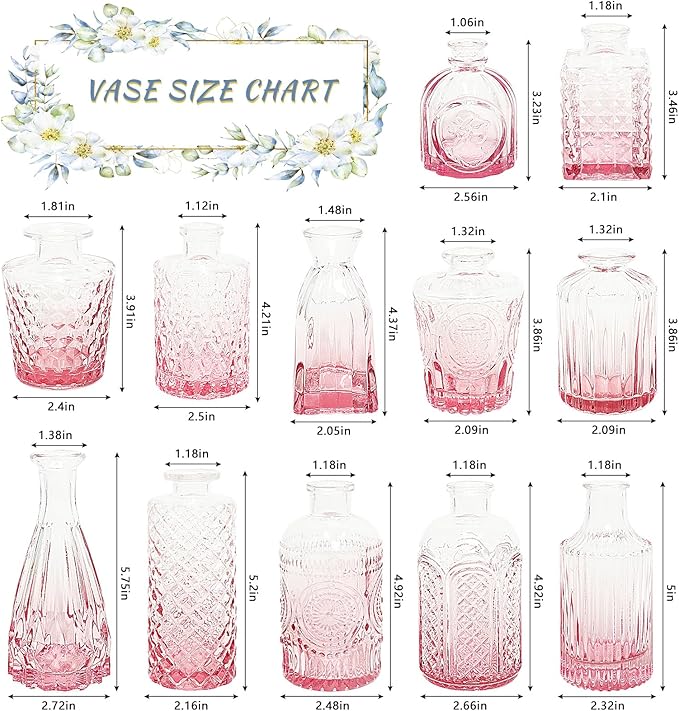 12Pcs Glass Bud Vase Set, Small Flower Vase - Image 3