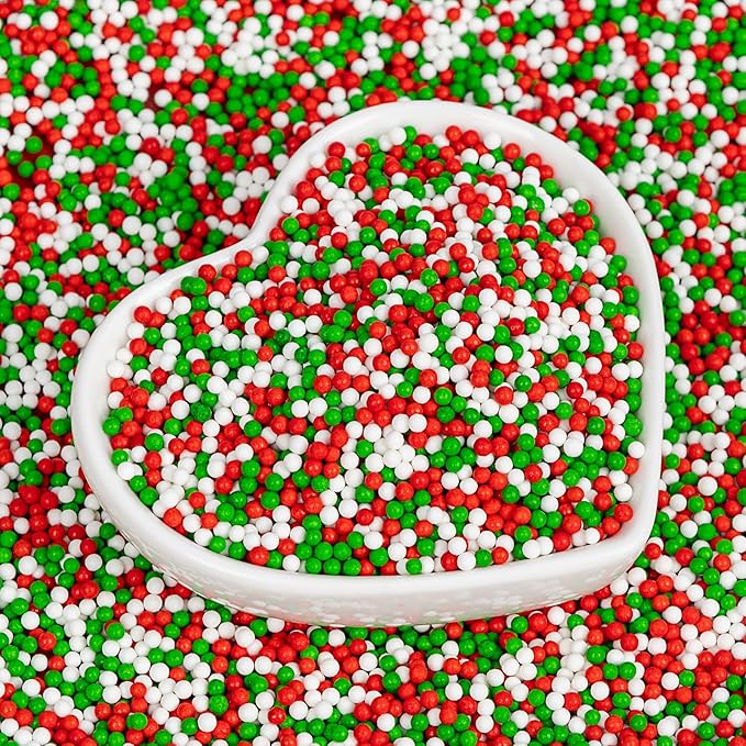 Christmas Nonpareils Sprinkles for Cake Decorating, 130g White Red and Green - Image 8