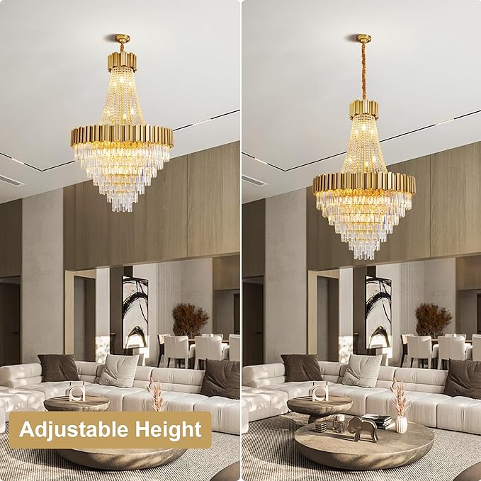 54" Luxury Long Crystal Chandelier - Image 4