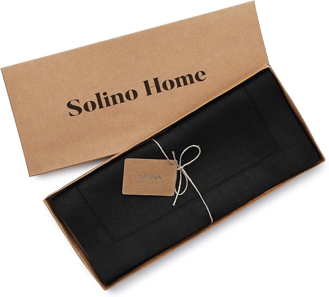 Solino Home Linen Black Table Runner 132 Inches Long - Image 6