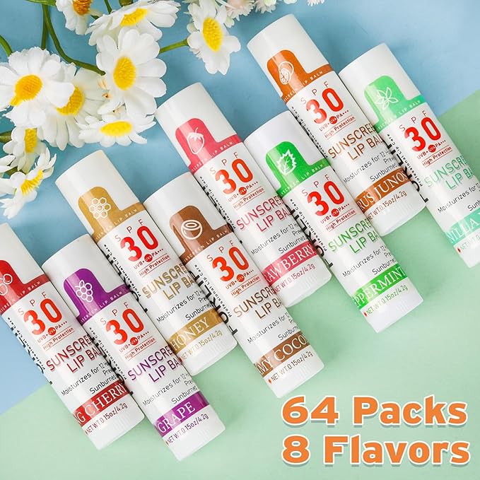 SPF 30 Sunscreen Lip Balm, Bulk Travel Size-64 Pack, Hydrating - Image 5