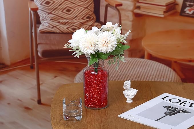LAIDANLA 500PCS Red Acrylic Gems Vase Fillers Red Fake Ice Cubes Plastic - Image 3