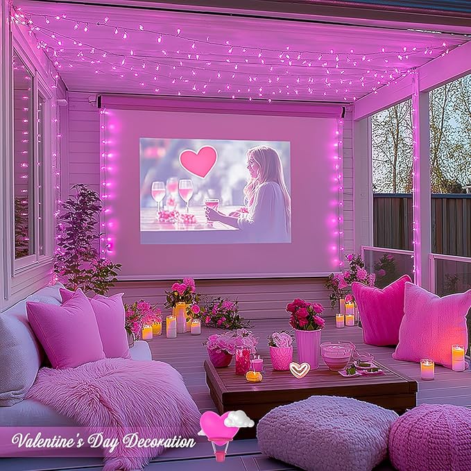 JMEXSUSS 500 LED Pink Room Lights, 8 Modes 163ft Waterproof Pink Christmas - Image 2