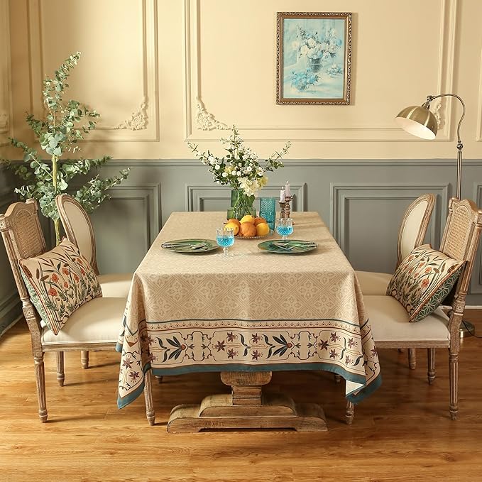 patdrea Designer Beige French Linen Tablecloth - Image 4