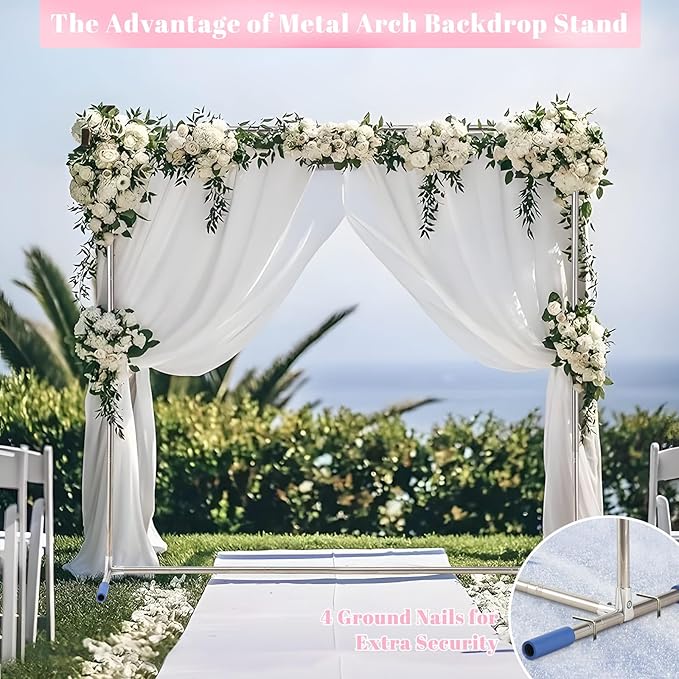 Arch Backdrop Stand, 7x4 FT Metal Wedding Square Backdrop Stands - Image 5