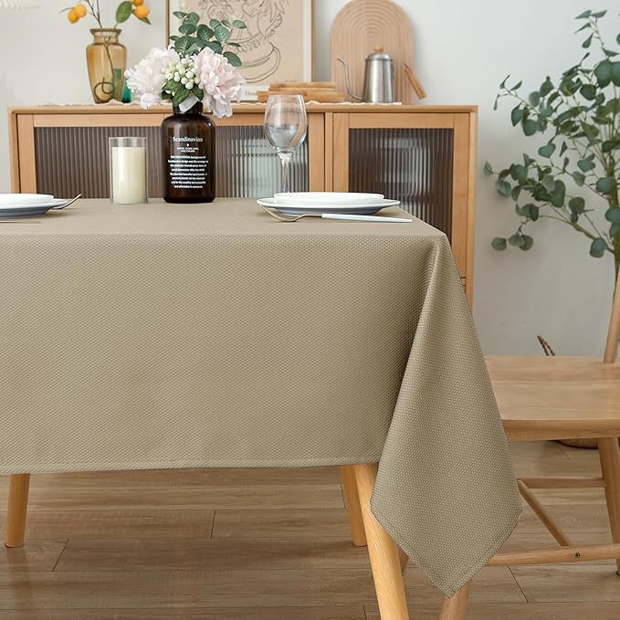 Biscaynebay Textured Fabric Square Tablecloths 60x60 Inches, Natural Water - Image 7