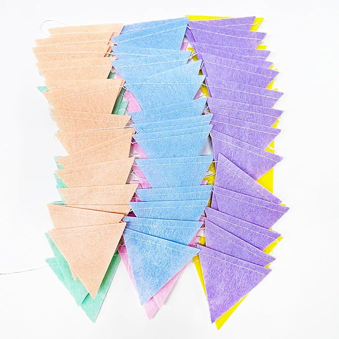 pinkblume Pastel Party Decoration Macaron Felt Hanging Triangle Mini Bunting - Image 3