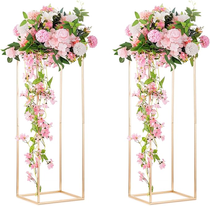 Gold Flower Stand for Table: 31.5” Tall Centerpiece Stand for Wedding Table by CreatedforWeddingsandHome