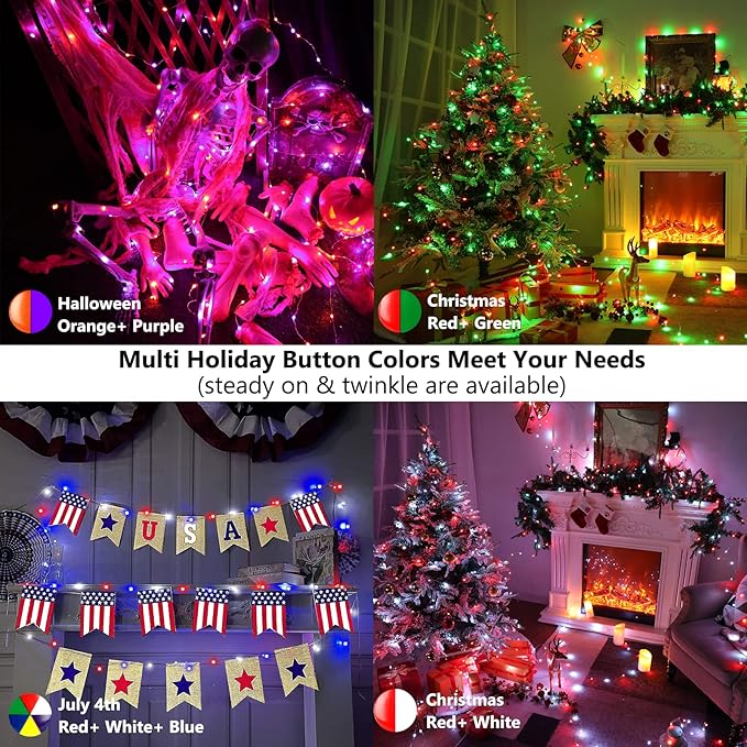 BrizLabs Color Changing Fairy Lights, 66ft 200 LED Rainbow Christmas Fairy - Image 2