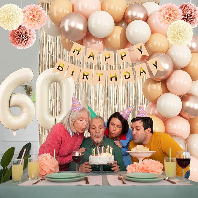 Beige 60th Birthday Decorations - Image 6