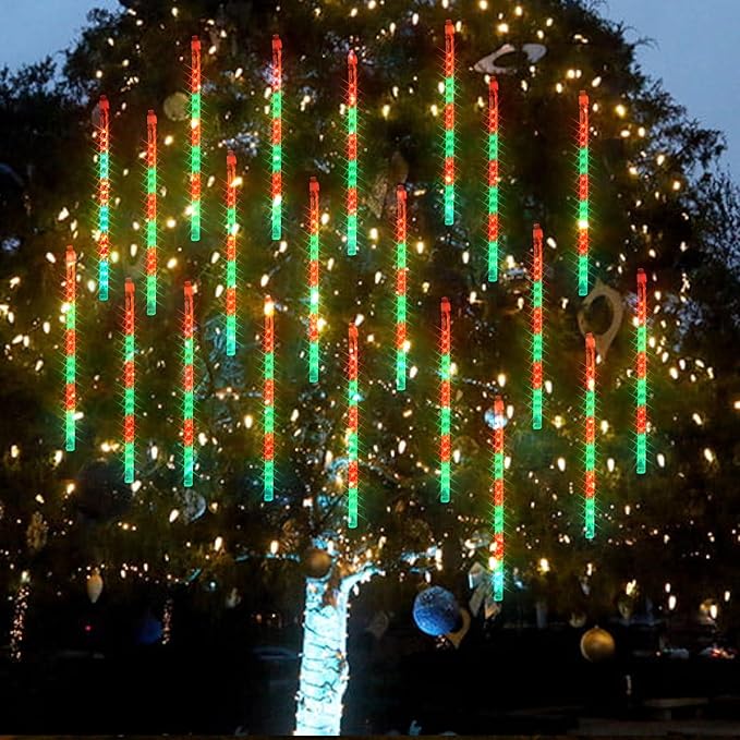 Dazzle Bright Red and Green Christmas Lights, 288 LED 11.8 Inch Meteor Shower - Image 5