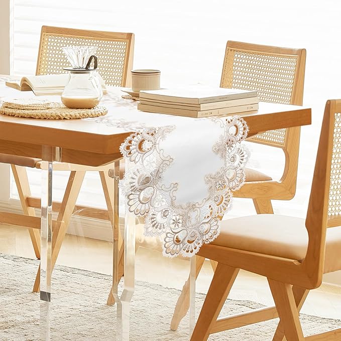 Vintage Lace Dining Table Runner, 72 Inches Macrame Coffee Table Runners - Image 2