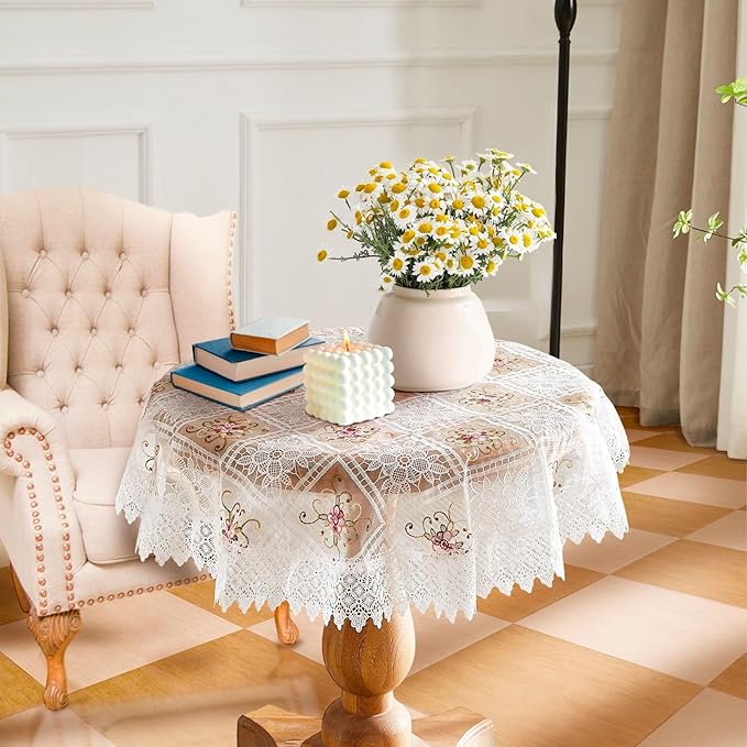 Warm Home Designs 36 Inch Round Tablecloth. Use Small White Tablecloth as - Image 2