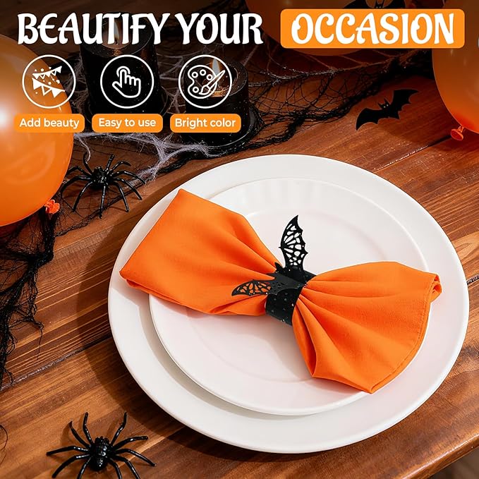 100 Pcs 3D Halloween Bat Napkin Rings, Table Setup Wedding Valentines Day Event - Image 5