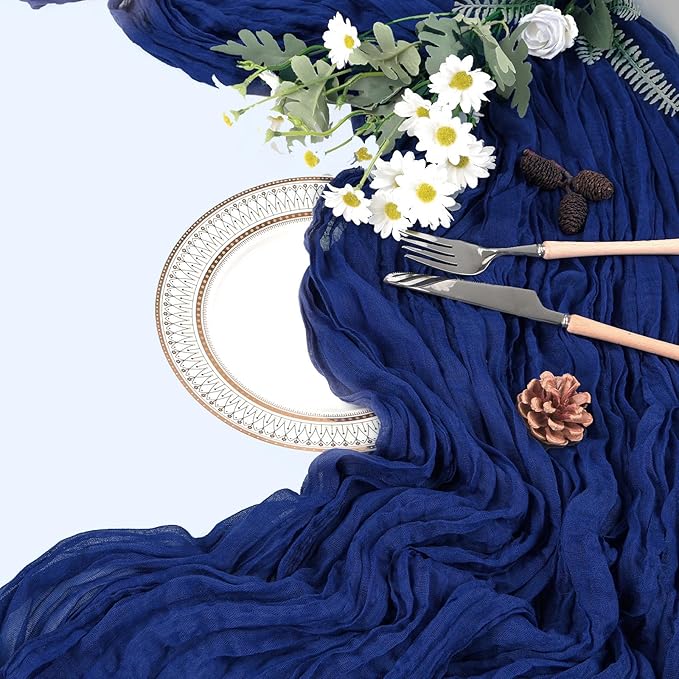 6 Pack Royal Blue Table Runner 10ft Boho Gauze Fabric Cheese Cloth Table Runner - Image 7