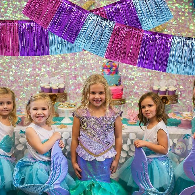 BEISHIDA 3 Packs Metallic Foil Fringe Garland Blue Purple Pink Wall Hanging - Image 5