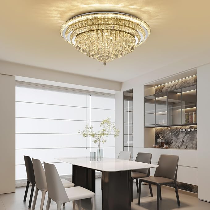 40 inch Crystal Silver Ceiling-Light Flush Mount - Image 7