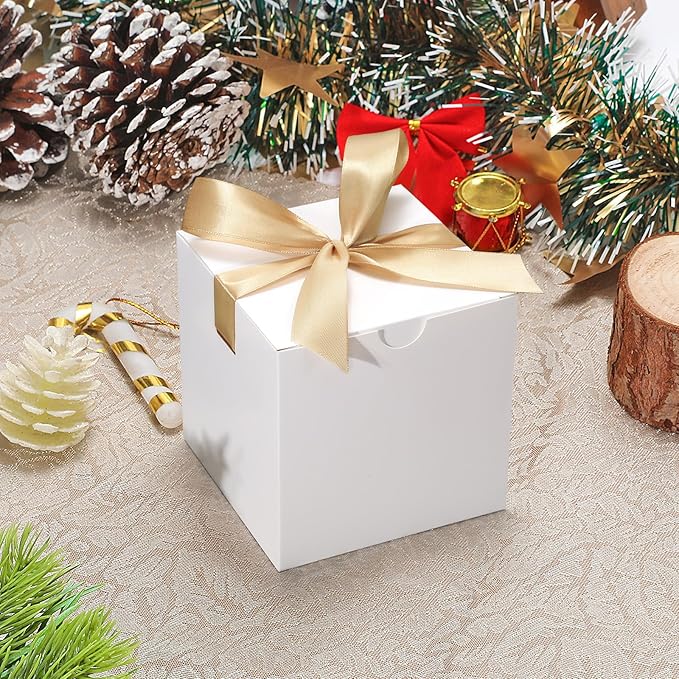 DOYIDE Small Gift Boxes, 20 Pack 5x5x5 Inch White Elegant Paper Boxes - Image 2
