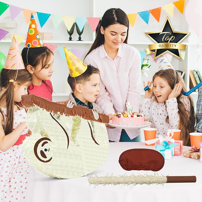 Sloth Pinatas Bundle with a Blindfold and Bat, Farm Animal Theme Parties - Image 7