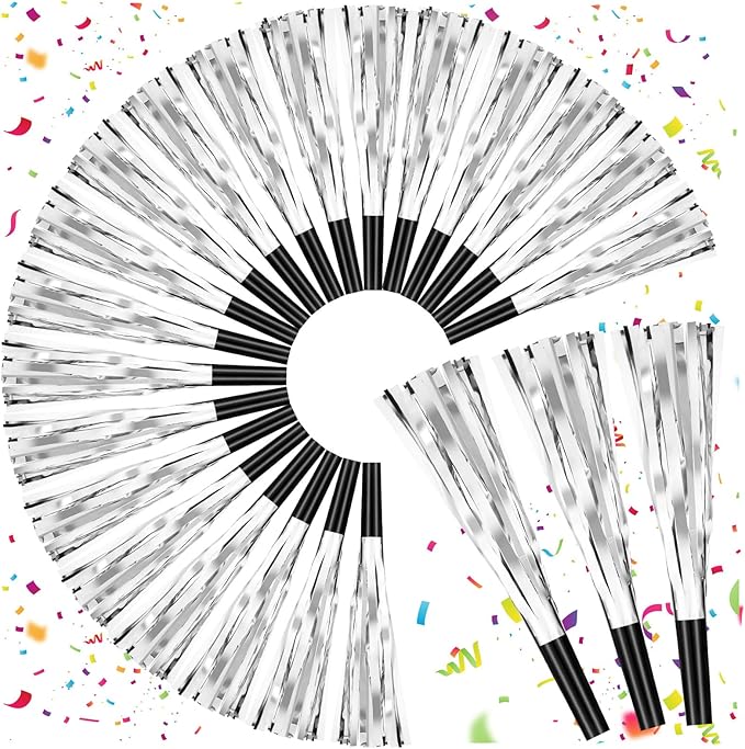 36 Pcs Noise Makers Birthday Blowers Glitter Metallic Fringed Party Blow Horns by Unknown