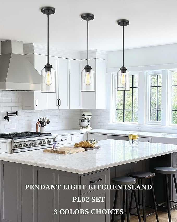 LIROUVET 2 Pack Pendant Lights Kitchen Island, Modern Pendant Lights, - Image 7