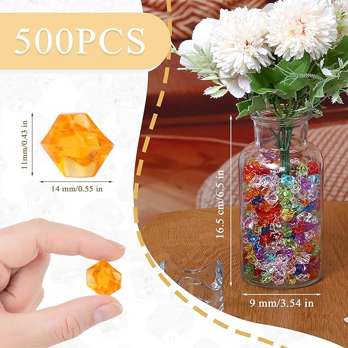 LAIDANLA 500PCS Multicolor Acrylic Gems Fake Ice Cubes Vase Fillers - Image 4