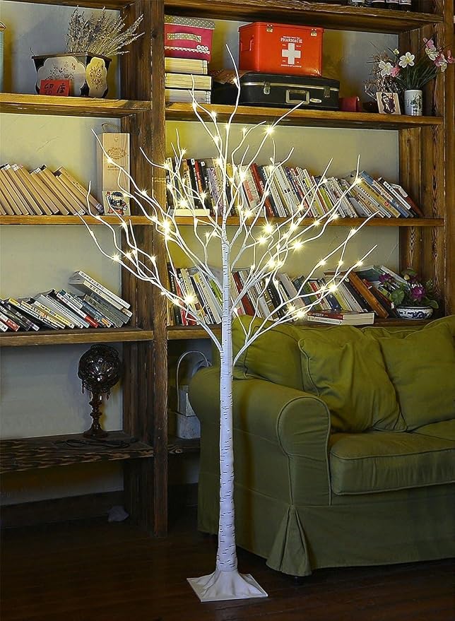 LIGHTSHARE 4 Feet Birch Tree, 48 LED Lights, Warm White, - Image 3