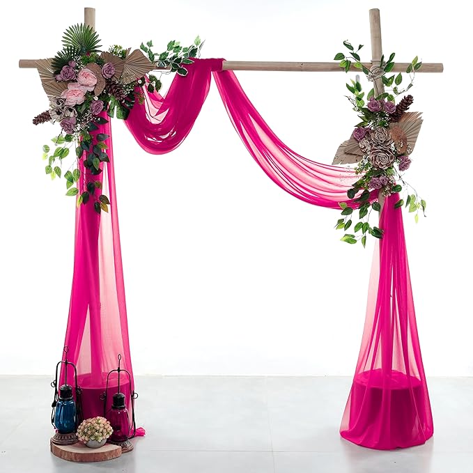 VDS Pack of 2 Panel Wedding Arch Draping Fabric Sheer Chiffon Fabric Drapery - Image 2