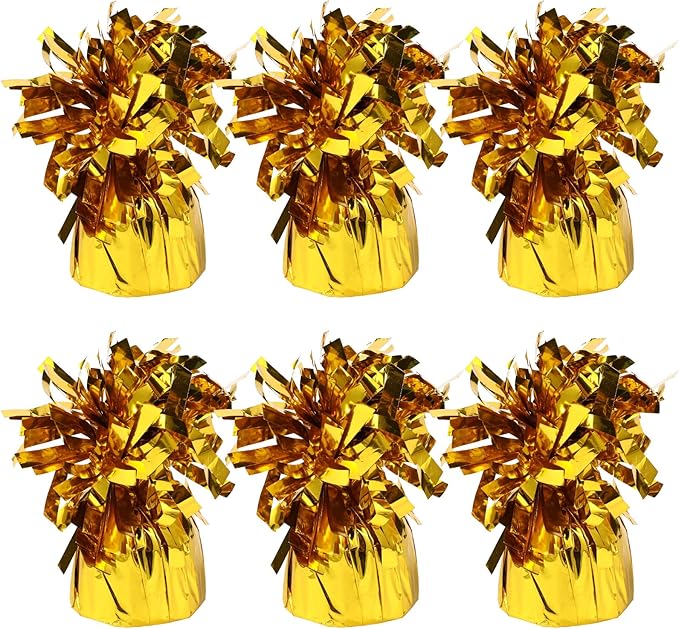 6 Pack Gold Balloon Weights Metallic Holder Anchors Balloon Holder Weights by Unknown