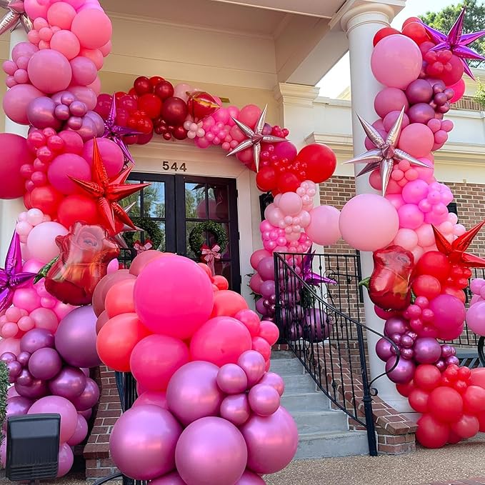 Hot Pink Red Star Balloons - Image 3