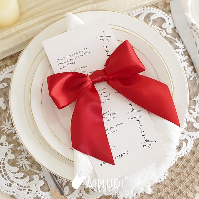 AIMUDI Red Satin Bows 5.5" Bows - Image 7