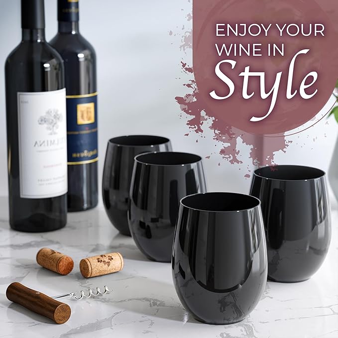 Exquisite 48 Pcs Unbreakable Stemless Plastic Wine Glasses Disposable Wine - Image 6