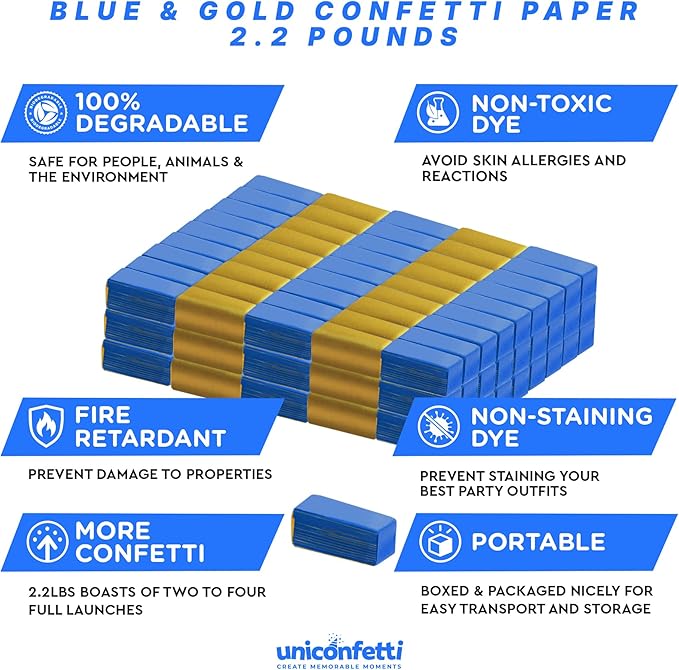 Blue & Gold Confetti Paper - Image 3