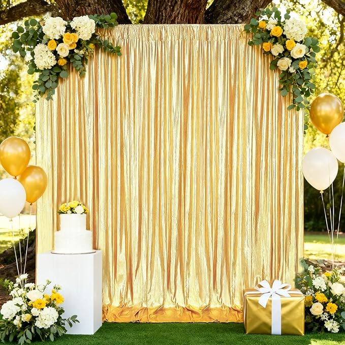 Gold Backdrop Curtains for Birthday Party: 4.8ftx8ft Sequin Background Baby - Image 2