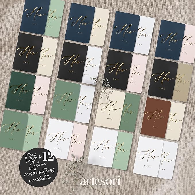 ARTESORI Wedding Vow Book for Her & Him, Soft Touch, 28 Lined Pages, Wedding - Image 3