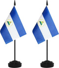 2 Pack Nicaragua Desk Flag Set, Nicaraguan Desktop Small Miniature Table Office by Unknown