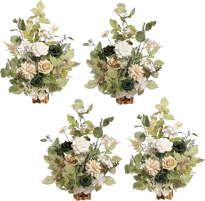 Ling's Moment 17.5" Tall Standing Artificial Flowers Arrangements 4pcs Fall by LingsMoment