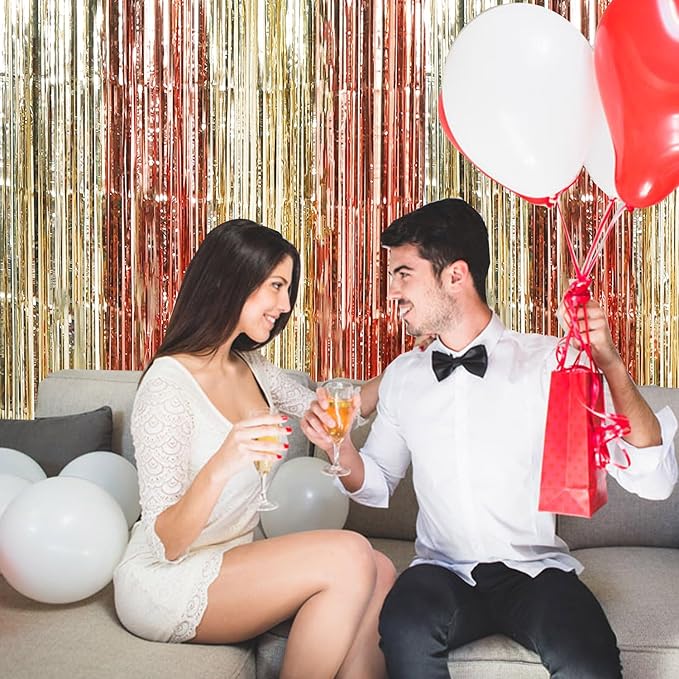 TONIFUL Valentine's Day Door Streamers, Rose Gold and Light Gold Photo Booth - Image 4