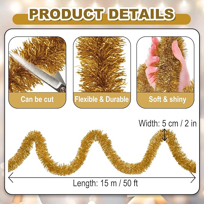 50 Feet Christmas Foil Fringe Banner Metallic Tassle Garland Metallic Backdrop - Image 2