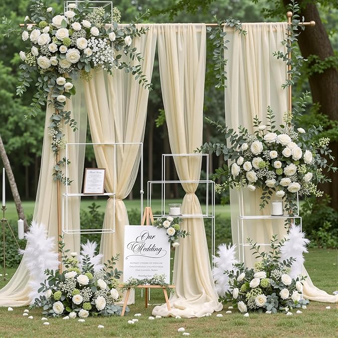 Wedding Arch Draping Fabric 1 Panel 18Ft Nude Sheer Chiffon Curtain Drapes 6 - Image 6