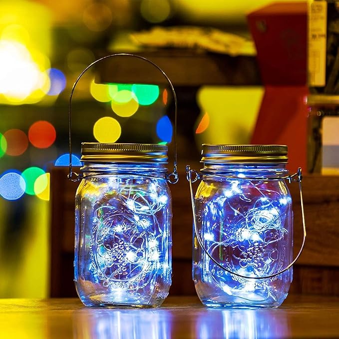 VOOKRY 12 Pack Solar Mason Jar Lights, 30 LED Mason Jar Lids Waterproof Firefly - Image 6