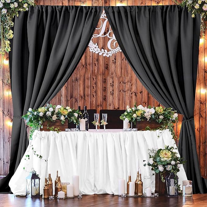 Joydeco Black Backdrop Curtains - Image 2
