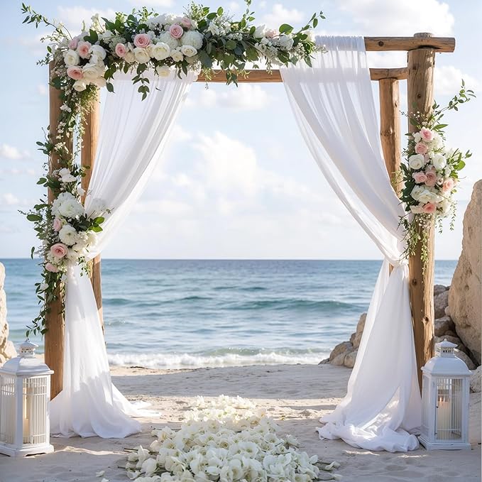 Wedding Arch Draping Fabric, 2 Panel 28" x 19Ft White Arch Drapery Sheer - Image 7