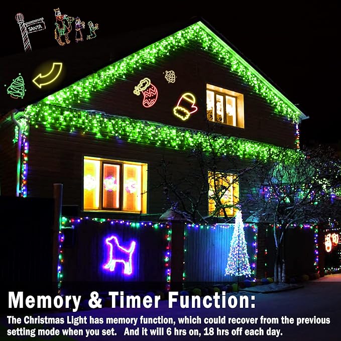 KNONEW 99ft 1216 LED Christmas Lights Outdoor Decorations - Image 3