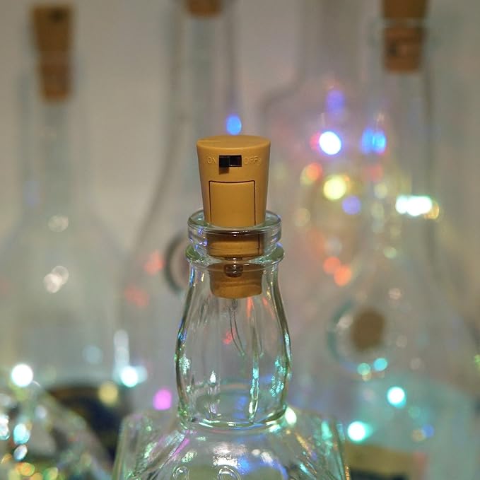 Wine Bottle Lights with Cork, 10 Pack Battery Operated 10 LED Cork Shape Silver - Image 6