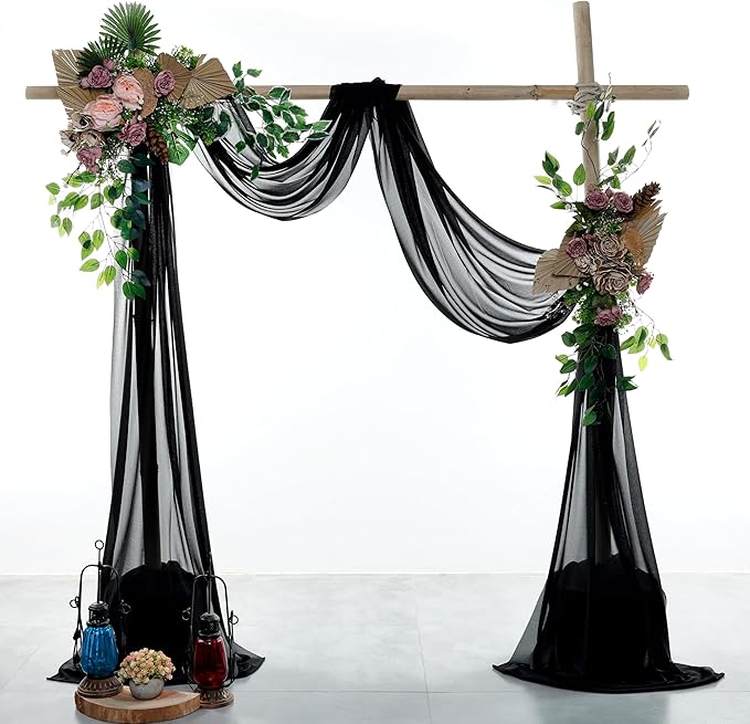 VDS Pack of 2 Panel Wedding Arch Draping Fabric Sheer Chiffon Fabric Drapery - Image 2
