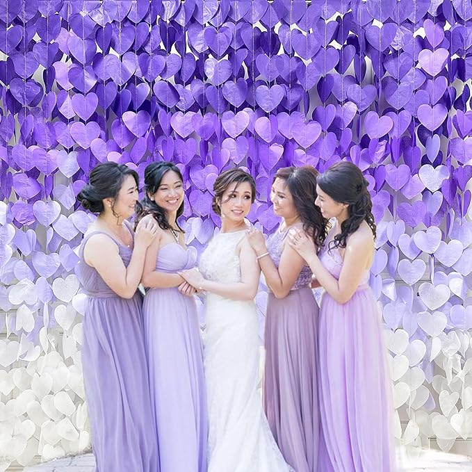 205Ft Lavender Party Decoration Ombre Purple White Heart Backdrop Streamer - Image 6