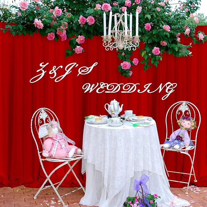 MEETSKY Red Backdrop Curtains for Party Valentine's Day Arch Stage Wedding - Image 8