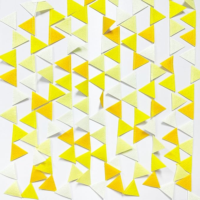 Yellow Party Decorations Ombre Yellow Felt Hanging Triangle Mini Bunting - Image 5