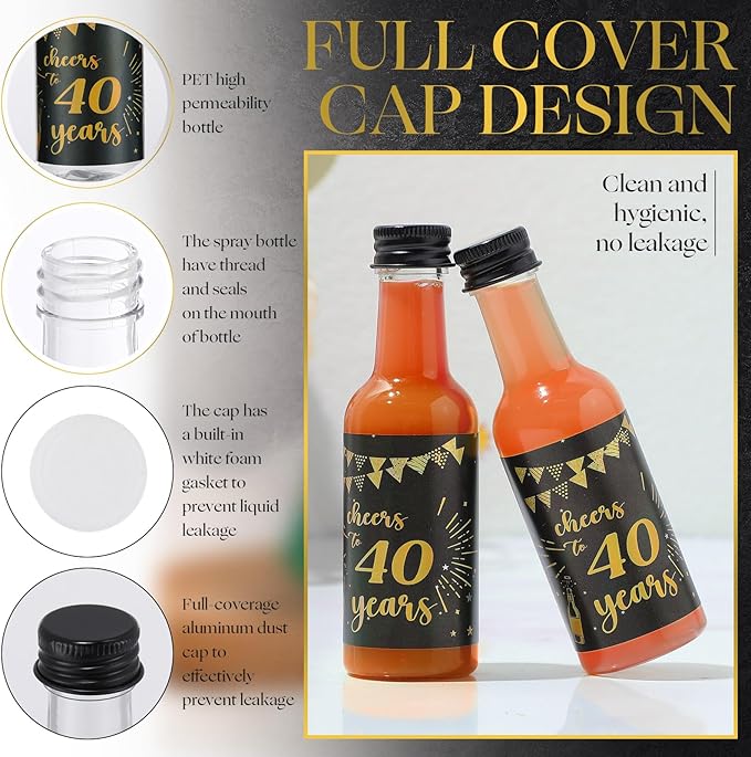 Vesici 50 Pack Mini Liquor Bottles 1.7oz Shot Mini Wine and Champagne Bottle - Image 3